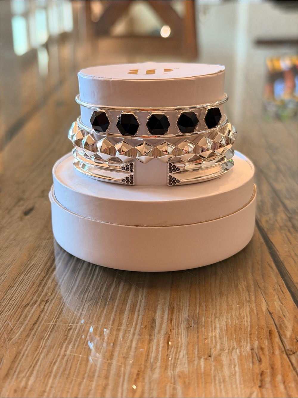 Bomb Party Bracelets! Personally Curated Silver Set with Black Onyx Stones